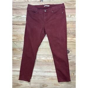 Levis Women Plus Size 32 Maroon Red 711 Skinny Jeans Ankle Stretch White Tab